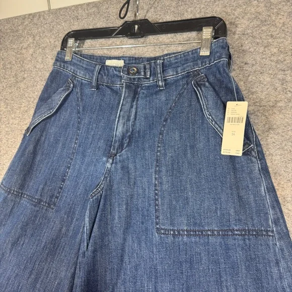 Pilcro Anthropologie Blue Wide Leg Jeans Size 26 High Rise Utility Denim Style - Picture 5 of 16